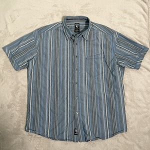 Kuhl Shirt Mens XL Short Sleeve Button Front Lightweight Stripes Casual Suncel